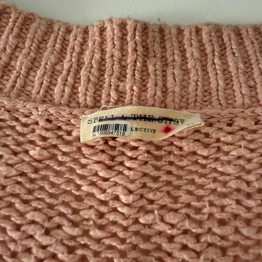 Spell & The Gypsy Collective Pearl on Pearl Knit Cotton Cardigan pink XS - Picture 4 of 7
